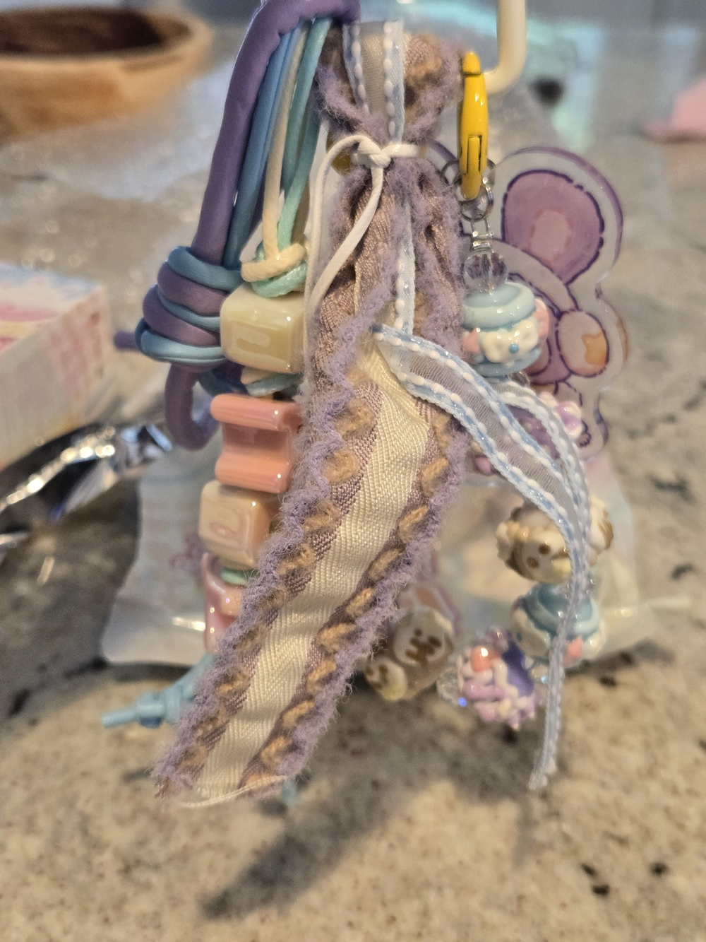 Baby Three Pastel Bunny Keychain Charm - Picture 2 of 5
